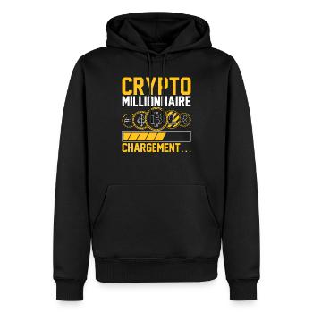 Crypto millionnaire, chargement... | traders - Sweat à capuche Premium bio Homme - noir - Devant - Nico (187cm)