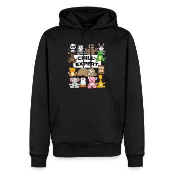 Chill Expert - Voll gechilled - Schlafshirt - Männer Premium Bio Hoodie - Schwarz - Vorne - Nico (187cm)