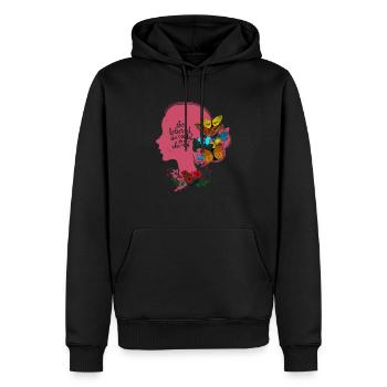 Schmetterling Blume Motivationsspruch Spruch Frau - Männer Premium Bio Hoodie - Schwarz - Vorne - Nico (187cm)