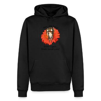 Hey, teachers! Don't quit, Kids need you!(black) - Sweat à capuche Premium bio Homme - noir - Devant - Nico (187cm)