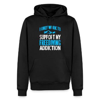 Nur Arbeit, um das Freitauchen zu unterstützen - Männer Premium Bio Hoodie - Schwarz - Vorne - Nico (187cm)
