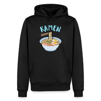 Ramen Japon Pâtes Kawaii - Sweat à capuche Premium bio Homme - noir - Devant - Nico (187cm)