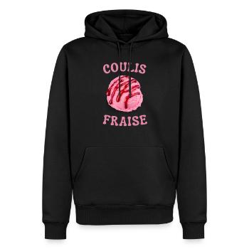 Boule de Glace Fraise Coulis Fraise - Sweat à capuche Premium bio Homme - noir - Devant - Nico (187cm)
