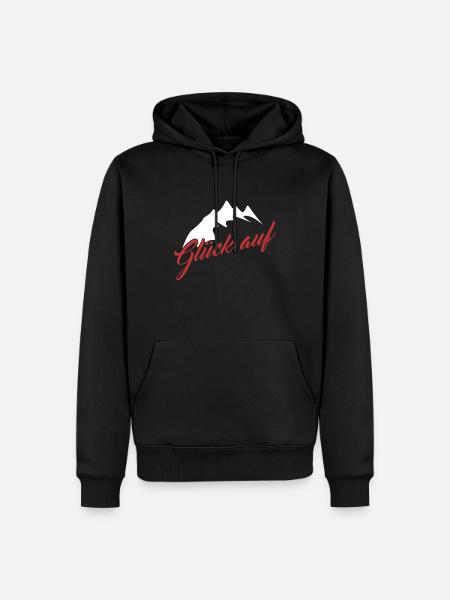Erzgebirge Wandern Glück auf - Männer Premium Bio Hoodie - Schwarz