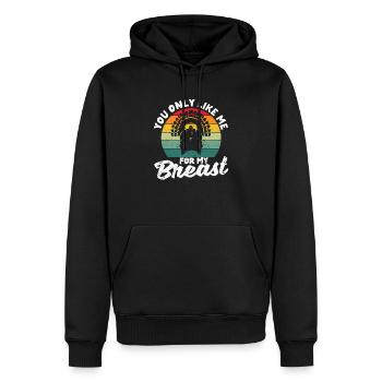 Tu m’aimes seulement pour mes seins Drôle - Sweat à capuche Premium bio Homme - noir - Devant - Nico (187cm)