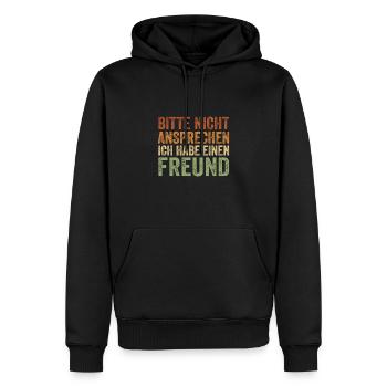 Nicht ansprechen Ich habe eine Freund - Männer Premium Bio Hoodie - Schwarz - Vorne - Nico (187cm)