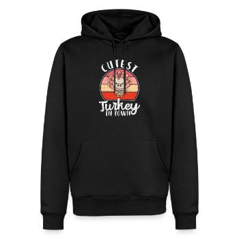 Drôle de dindes mignonnes de Thanksgiving - Sweat à capuche Premium bio Homme - noir - Devant - Nico (187cm)