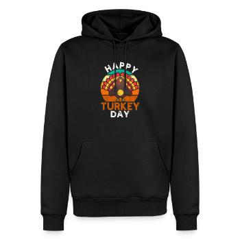 Drôle de Thanksgiving Vacances Rétro Reconnaissant Happy - Sweat à capuche Premium bio Homme - noir - Devant - Nico (187cm)
