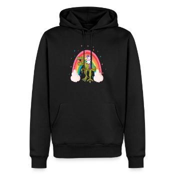 Licorne Chevauchant Dinosaure Filles Enfants Licorne Arc-en-ciel - Sweat à capuche Premium bio Homme - noir - Devant - Nico (187cm)