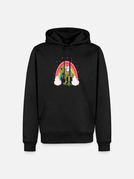 Einhorn Reiten Dinosaurier Mädchen Kinder Regenbogen Einhorn - Männer Premium Bio Hoodie - Schwarz