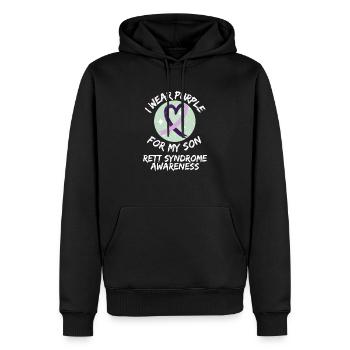 Rett-Syndrom RTT Awareness Warrior Purple Ribbon - Männer Premium Bio Hoodie - Schwarz - Vorne - Nico (187cm)