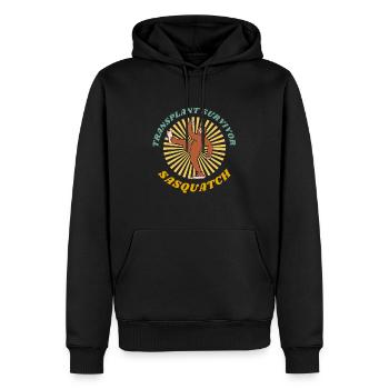 Funny Transplant Survivor Squad Pun Sasquatch - Men’s Premium Organic Hoodie - black - Front - Nico (187cm)