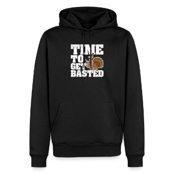 Funny Wine Thanksgiving Turkey Joke Time - Men’s Premium Organic Hoodie - black - Front - Nico (187cm)
