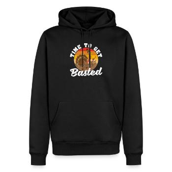 Time To Get Basted Funny Wine Thanksgiving Day - Men’s Premium Organic Hoodie - black - Front - Nico (187cm)