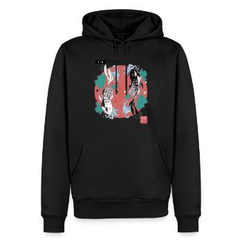 Yin Yang Koi - Men’s Premium Organic Hoodie - black - Front - Nico (187cm)