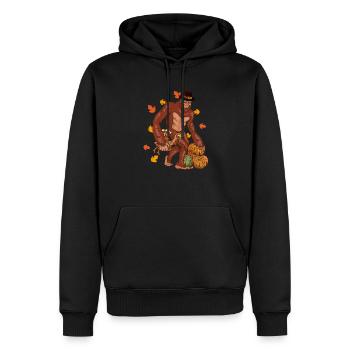 Pilgrim Bigfoot Truthahn Thanksgiving Sasquatch - Männer Premium Bio Hoodie - Schwarz - Vorne - Nico (187cm)
