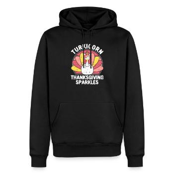 Lustige Türkei Einhorn Tier Turkicorn Thanksgiving - Männer Premium Bio Hoodie - Schwarz - Vorne - Nico (187cm)
