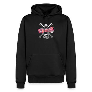 Baseball vintage Cincinnati Baseball en détresse - Sweat à capuche Premium bio Homme - noir - Devant - Nico (187cm)
