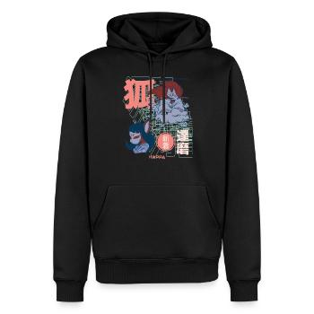 Anime Asie Manga - Sweat à capuche Premium bio Homme - noir - Devant - Nico (187cm)