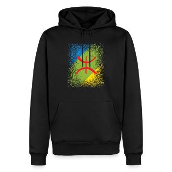 drapeau berbère Amazigh - Sweat à capuche Premium bio Homme - noir - Devant - Nico (187cm)