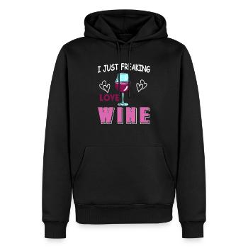 Just Love Wine - Men’s Premium Organic Hoodie - black - Front - Nico (187cm)