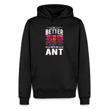 La vie est meilleure avec une fourmi de ferme de fourmis - Sweat à capuche Premium bio Homme - noir - Devant - Nico (187cm)