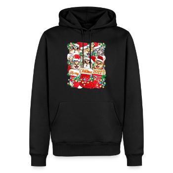 Mignon chat de Noël Design, Drôle de chat Noël - Sweat à capuche Premium bio Homme - noir - Devant - Nico (187cm)