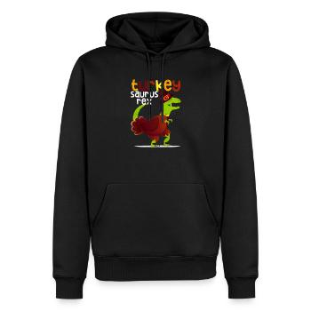Dinosaure Thanksgiving Turquie Saurus Rex Pilgrim - Sweat à capuche Premium bio Homme - noir - Devant - Nico (187cm)