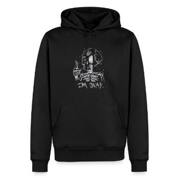 Drôle de squelette Pouce levé Je vais bien Os - Sweat à capuche Premium bio Homme - noir - Devant - Nico (187cm)