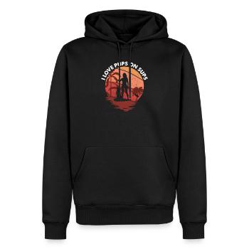 J’aime les chiots sur sups, stand up paddleboard chien - Sweat à capuche Premium bio Homme - noir - Devant - Nico (187cm)