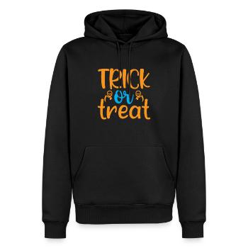 Trick or treat - humour halloween - Sweat à capuche Premium bio Homme - noir - Devant - Nico (187cm)