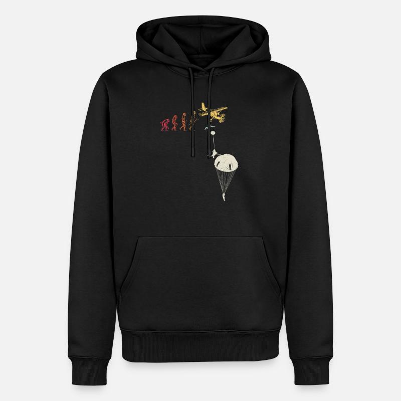 Fallschirmspringer Evolution Fallschirm Extremspor - Männer Premium Bio Hoodie - Schwarz