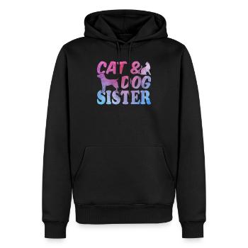 Propriétaire de chat Amoureux des chats Propriétaire de chiens Hundeli - Sweat à capuche Premium bio Homme - noir - Devant - Nico (187cm)