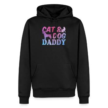 Propriétaire de chat Propriétaire de chien Papa Amoureux des chats - Sweat à capuche Premium bio Homme - noir - Devant - Nico (187cm)
