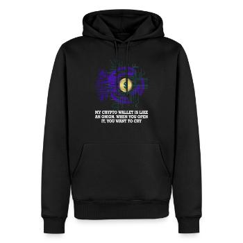 Crypto Wallet Funny Cryptocurrency Quote - Men’s Premium Organic Hoodie - black - Front - Nico (187cm)