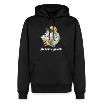 Bauer Landwirt Ab auf´n Acker Ernte Getreide Mais - Männer Premium Bio Hoodie - Schwarz - Vorne - Nico (187cm)