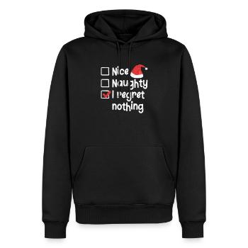 Nice Naughty I Regret Nothing Weihnachtsliste - Männer Premium Bio Hoodie - Schwarz - Vorne - Nico (187cm)
