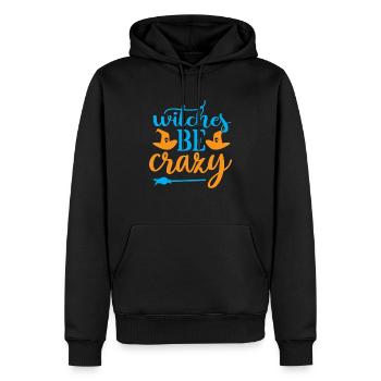 Hexen seien verrückt - Halloween-Humor - Männer Premium Bio Hoodie - Schwarz - Vorne - Nico (187cm)