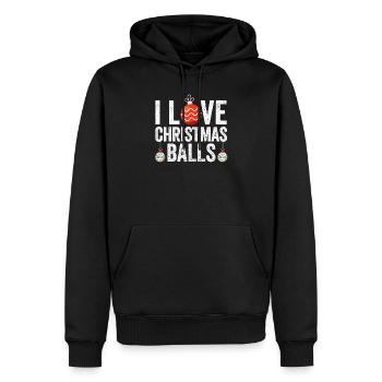 Ich liebe Weihnachtskugeln Lustige Weihnachten - Männer Premium Bio Hoodie - Schwarz - Vorne - Nico (187cm)