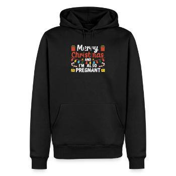 Joyeux Noël Aussi je suis enceinte Bébé - Sweat à capuche Premium bio Homme - noir - Devant - Nico (187cm)