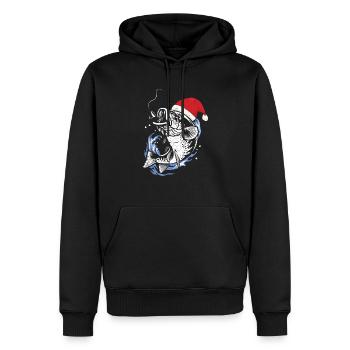 Drôle de poisson de bar de Noël de pêche laide - Sweat à capuche Premium bio Homme - noir - Devant - Nico (187cm)