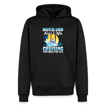 Partenaires de croisière mari et femme pour life cruise - Sweat à capuche Premium bio Homme - noir - Devant - Nico (187cm)