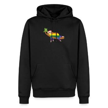 Faultier Regenbogen Gay LGBTQ Flagge - Männer Premium Bio Hoodie - Schwarz - Vorne - Nico (187cm)