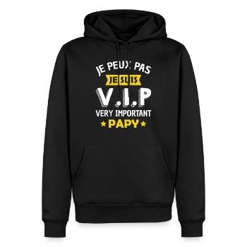je suis vip / humour papy / grand-père - Sweat à capuche Premium bio Homme - noir - Devant - Nico (187cm)
