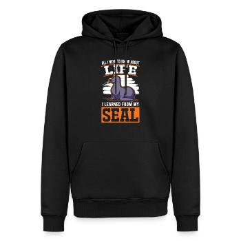 Seal Gift Seal Sea Lion - Men’s Premium Organic Hoodie - black - Front - Nico (187cm)