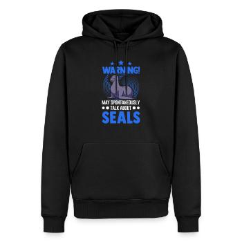 Warning Seal Sea Lion - Men’s Premium Organic Hoodie - black - Front - Nico (187cm)