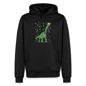 Dinosaure Dino Père Noël Casquette Noël - Sweat à capuche Premium bio Homme - noir - Devant - Nico (187cm)