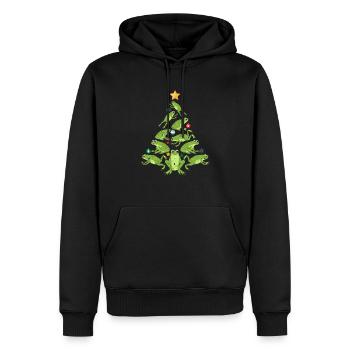 Grenouilles Arbre de Noël Drôle d’animal Amour Grenouille - Sweat à capuche Premium bio Homme - noir - Devant - Nico (187cm)