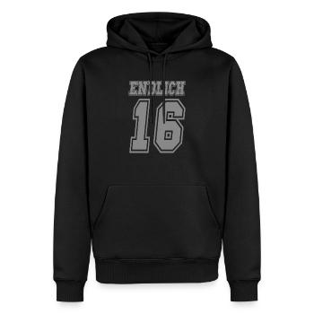 16. Geburtstag Geschenk Endlich 16 Sechzehn - Männer Premium Bio Hoodie - Schwarz - Vorne - Nico (187cm)