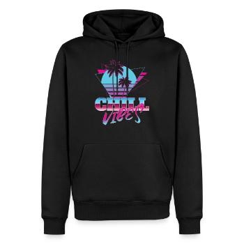 Chill vibes triangle tropical sunset 80s neon nost - Sweat à capuche Premium bio Homme - noir - Devant - Nico (187cm)